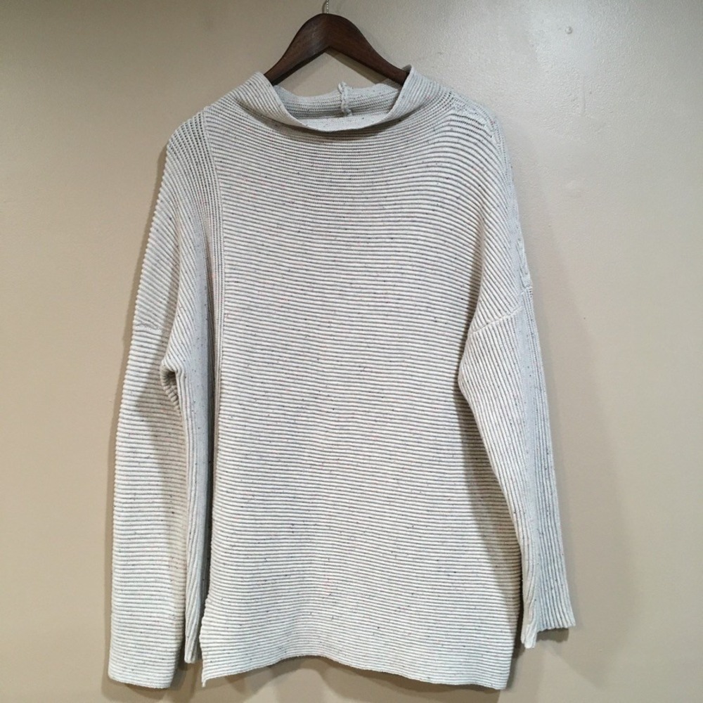 French Connection Speckled Sweater Womens M‎ Cream Chunky Knit Coastal Neutral